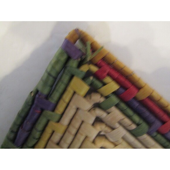 Coiled Woven Raffia Mat Vintage Hand Made Basket Art 20 x 11 Wrapped Weave - Picture 5 of 5